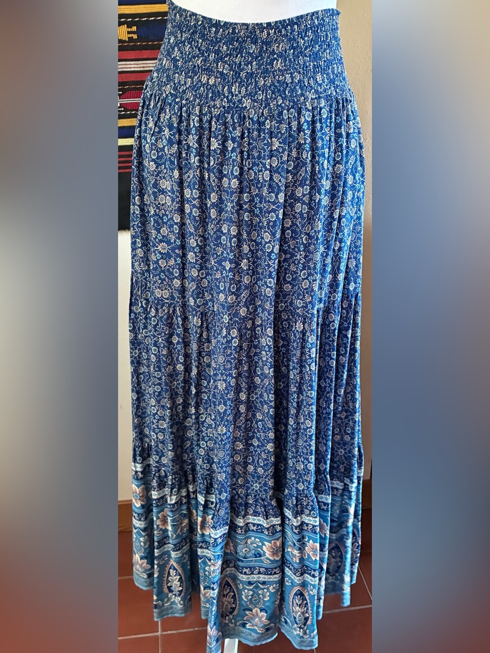 NATURAL LIFE Blue Floral Tiered Maxi Skirt - Picture 4 of 11